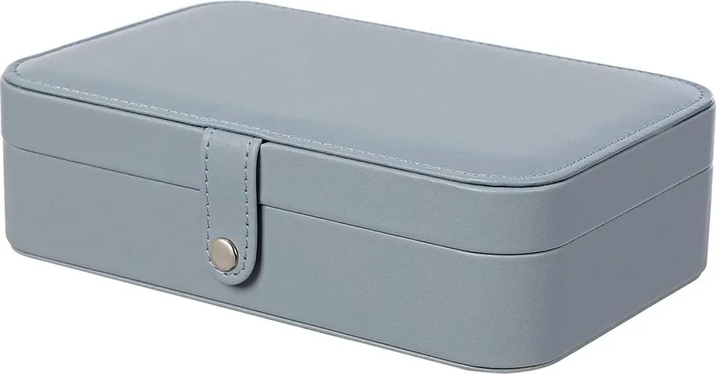 Coffret à bijoux bleu en cuir PU élégant avec finitions dorées - Modèle S