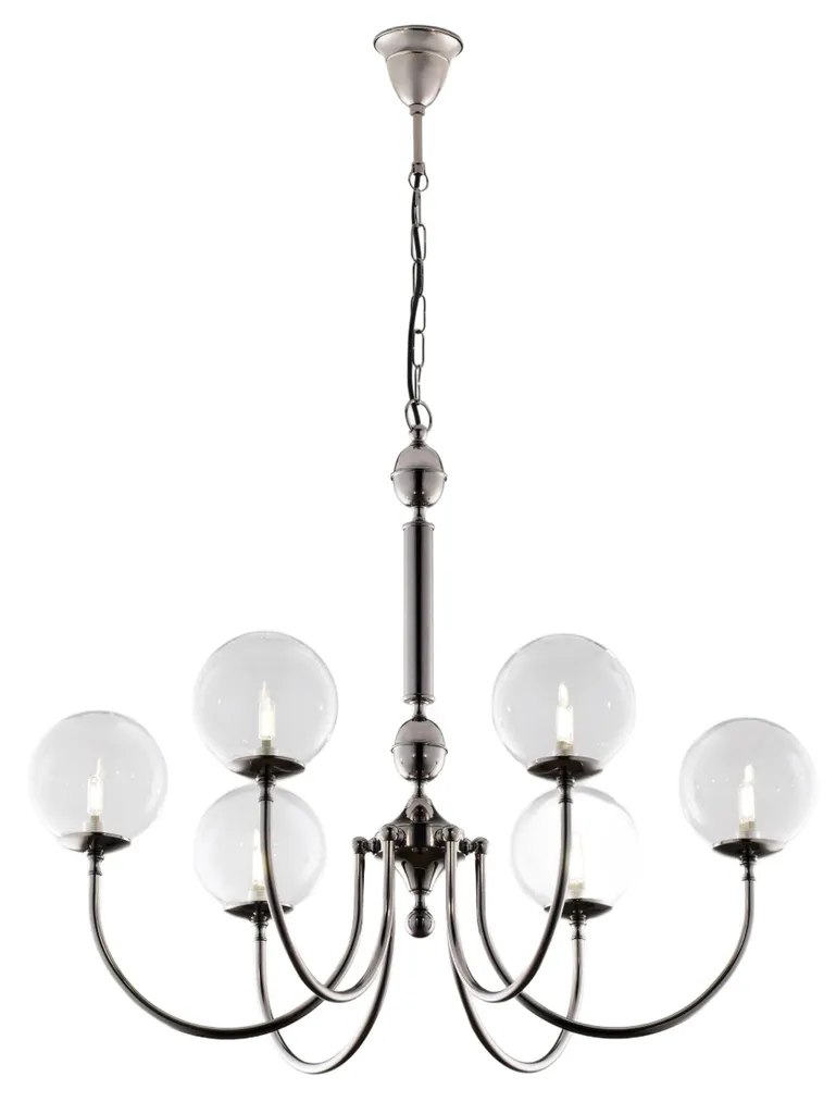 Suspension lustre multi-bras noir et chrome 6 lumières Jupiter 105cm