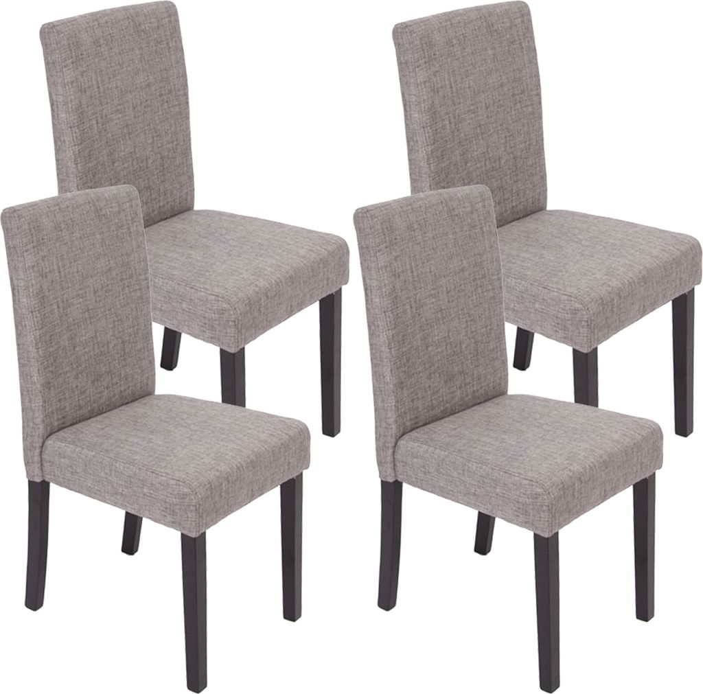 4er-Set Esszimmerstuhl Stuhl Küchenstuhl Littau Textil, grau, dunkle Beine