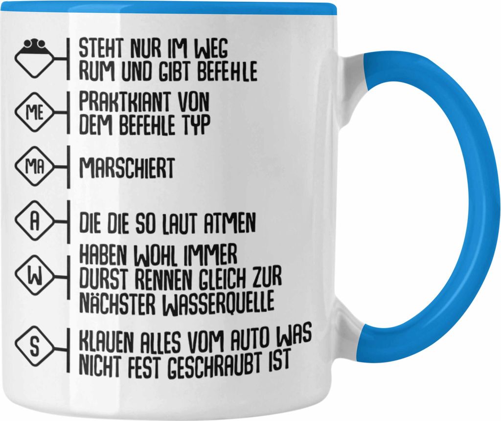 Trendation - Feuerwehr Tasse Geschenke Zubehör Lustig Einsatz Geburtstag Spruch Mann Praktikant (Blau)
