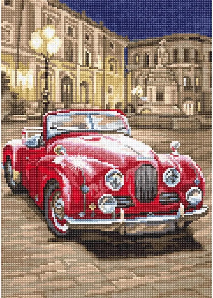 Kit point de croix complet Voiture de sport rouge Letistitch fin de série