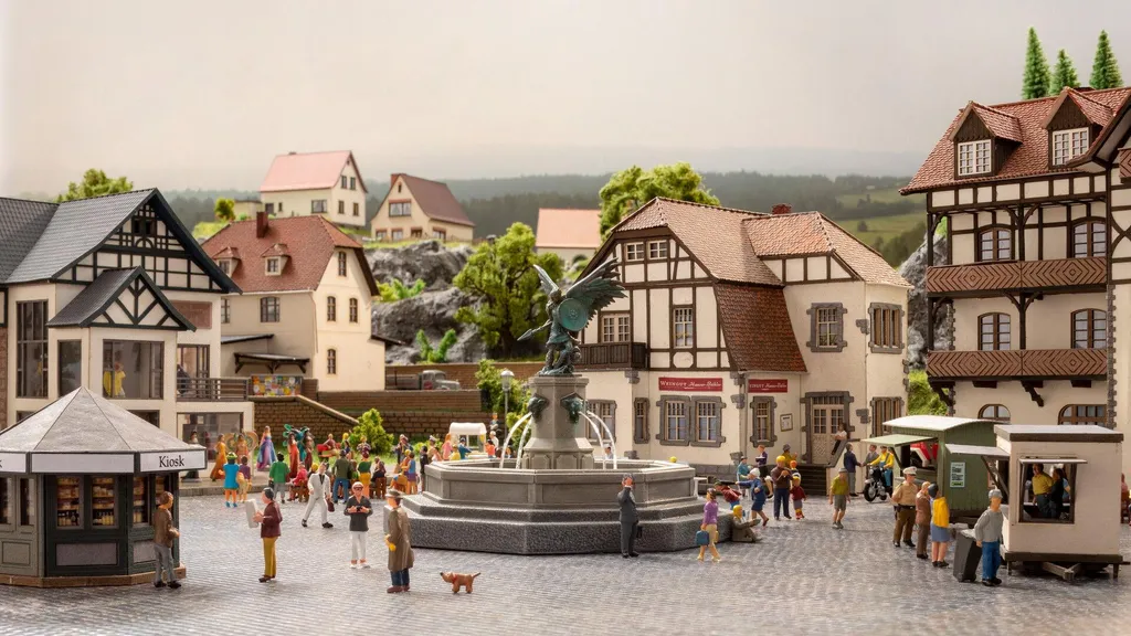 Fontaine de village pour animer une place de marché H0 NOCH 66455