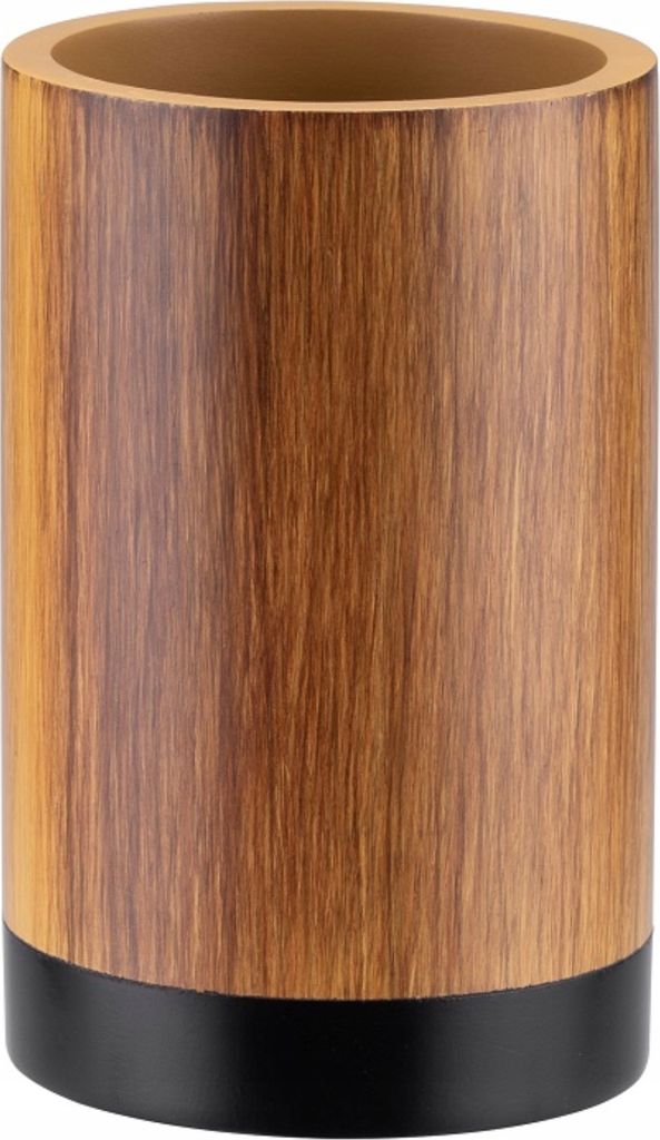 Kuketo | Zahnputzbecher Holzoptik Mit Schwarzem Fuß – Produktbild 