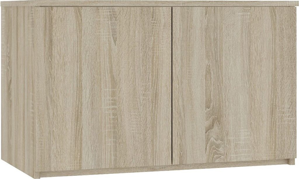 A light brown cabinet with two doors.