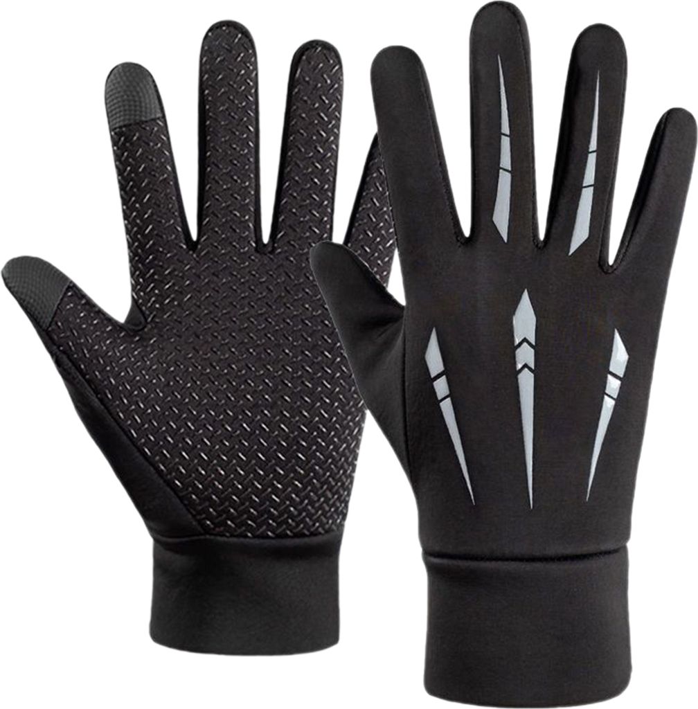 1 Paar Winterhandschuhe, wasserdicht, winddicht, mit Thermo-Samtfutter, Touchscreen-Handschuhe mit Silikon-Handfläche