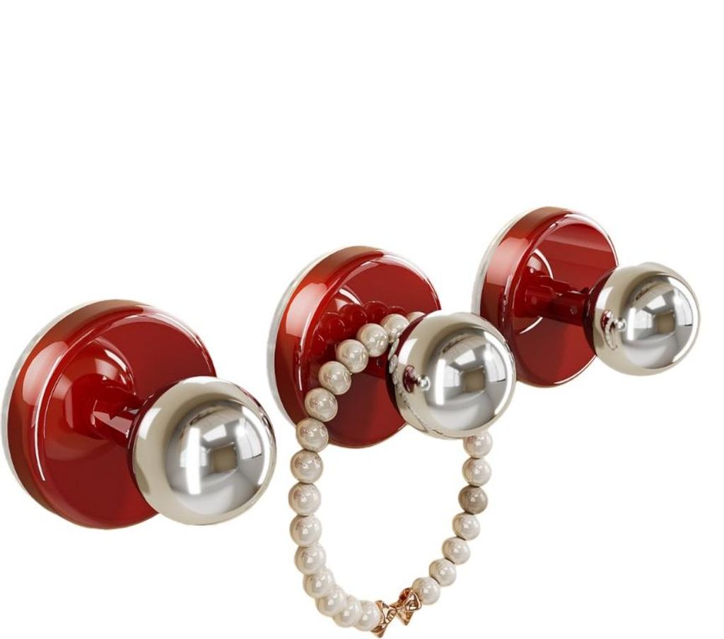 INF 3er-Pack Selbstklebende Türgriffe ohne Bohren für Küche, Bad, Kühlschrank Rot