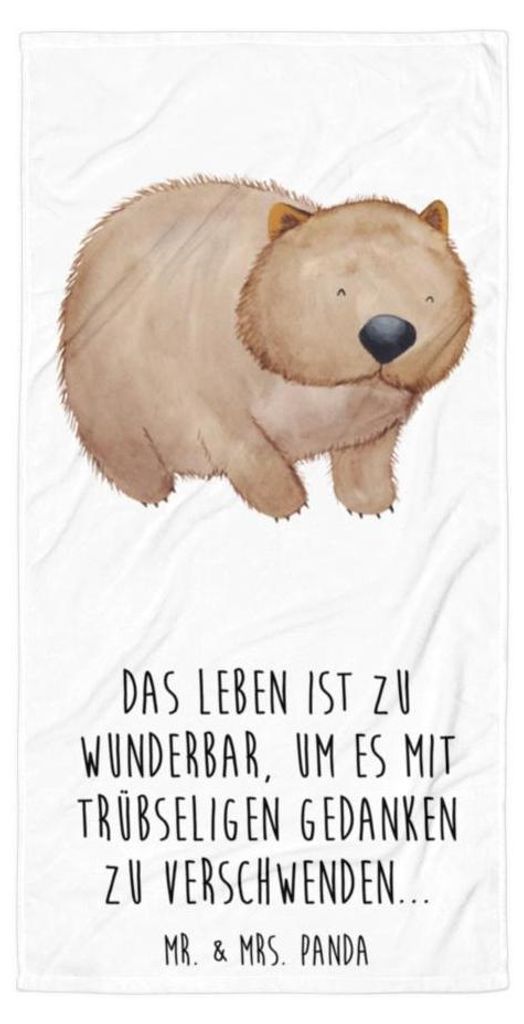Mr. & Mrs. Panda Handtuch Wombat - Weiß - Geschenk, Großes, Australien, Frotteehandtuch, Strandtuch, Duschtuch, Spruch, Lustige Sprüche, Duschha...