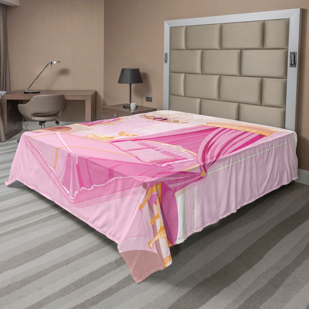 ABAKUHAUS Prinzessin Bettlaken, Innenraum Des Magischen Prinzessin Altmodischen Verzierung Kissen Spiegel Druck, weiches bequemes oberes Bettlaken ...