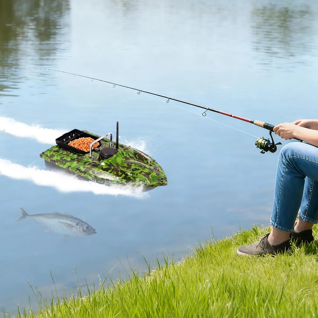 Bateau amorceur télécommandé 500m avec capacité 1,5kg - Modèle Vert - 5