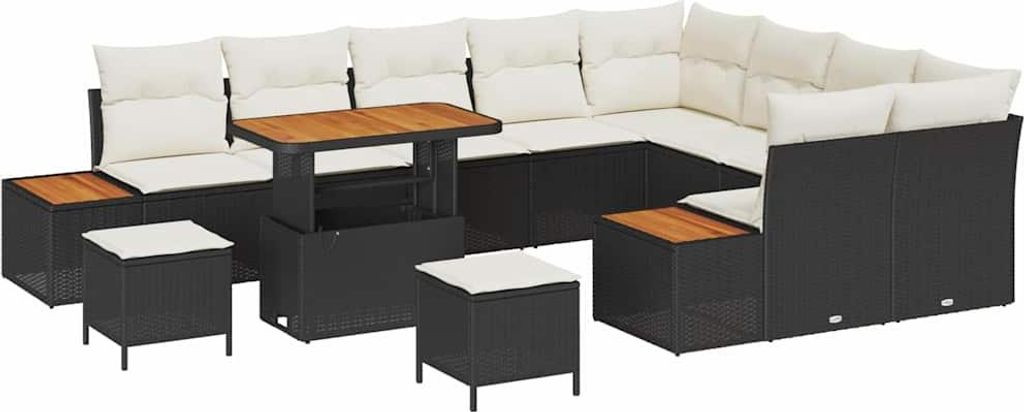 "SALE 2026" Gartensofa-set - elegantes Design - Sitzgruppe mit Sofa, Tisch - 12 pcs Schwarz Poly-Rattan - Terassenmöbel DEMöbel255348