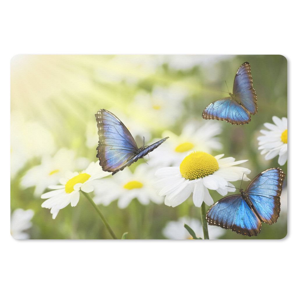 MuchoWow Mauspad Mousepad Blumen - Schmetterlinge - Sommer 27x18 cm - Mousepads - Maus Mat - Pad - Mausunterlage - Büroartikel - Desk Matten