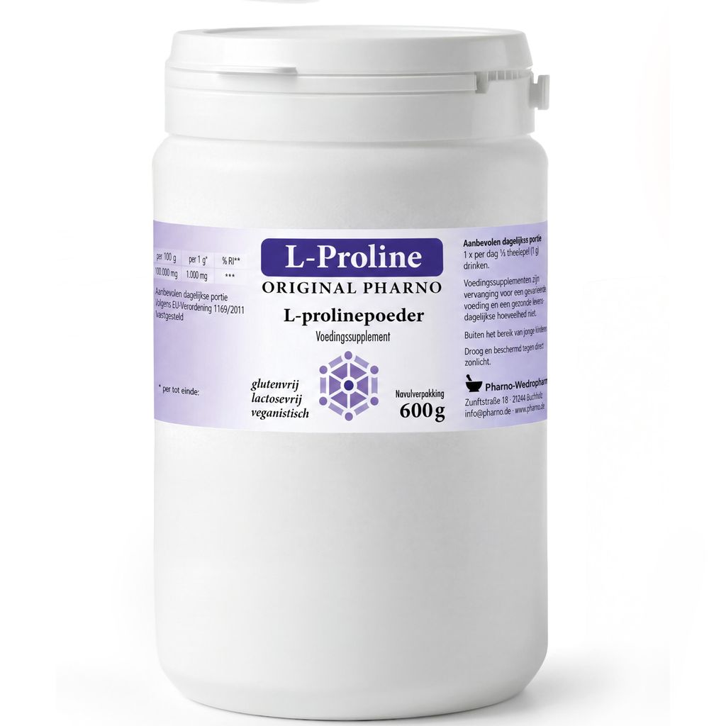 Original Pharno L-Proline 600 g – puur prolinepoeder, vegan Productafbeelding 