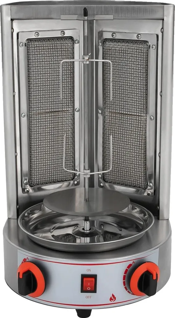Gril pivotant 360° en acier argenté alimentation hybride gaz-électrique