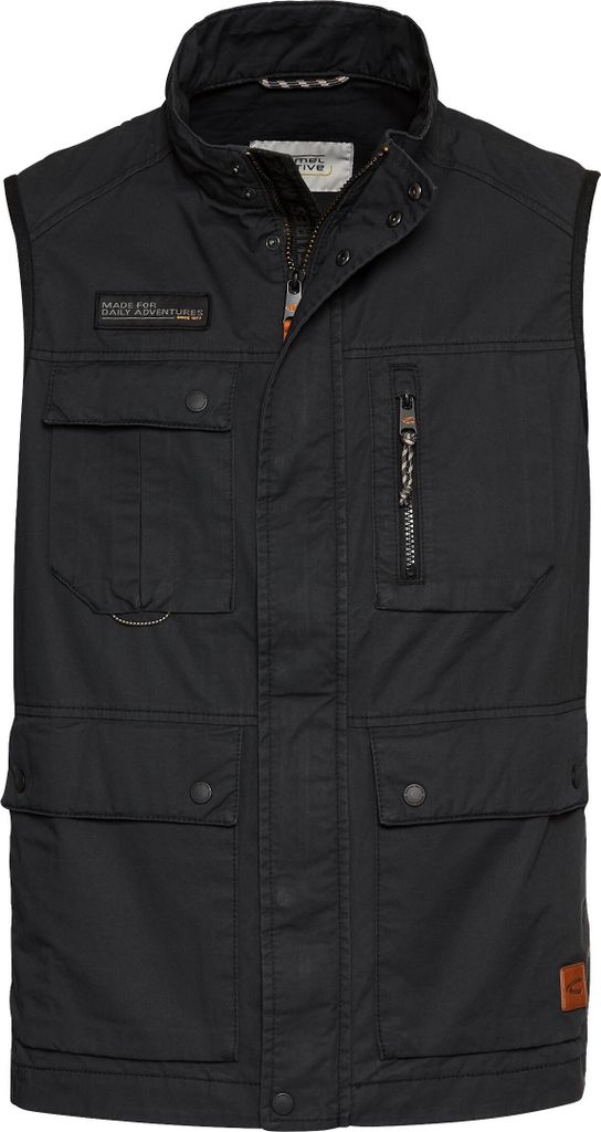Camel Active Bodywarmer dunkelblau einfarbig mit Reißverschluss und Knopf