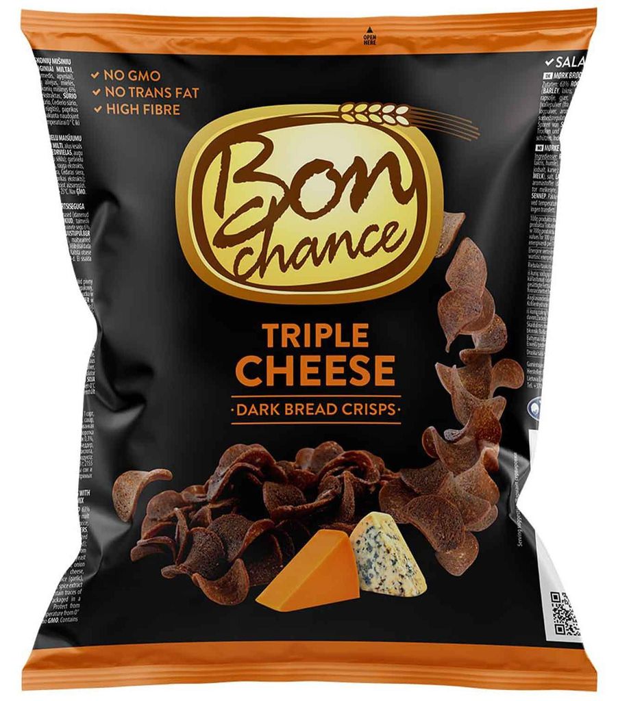 Bon Chance Dark Bread Crisps Triple Cheese 120g Produktbild 