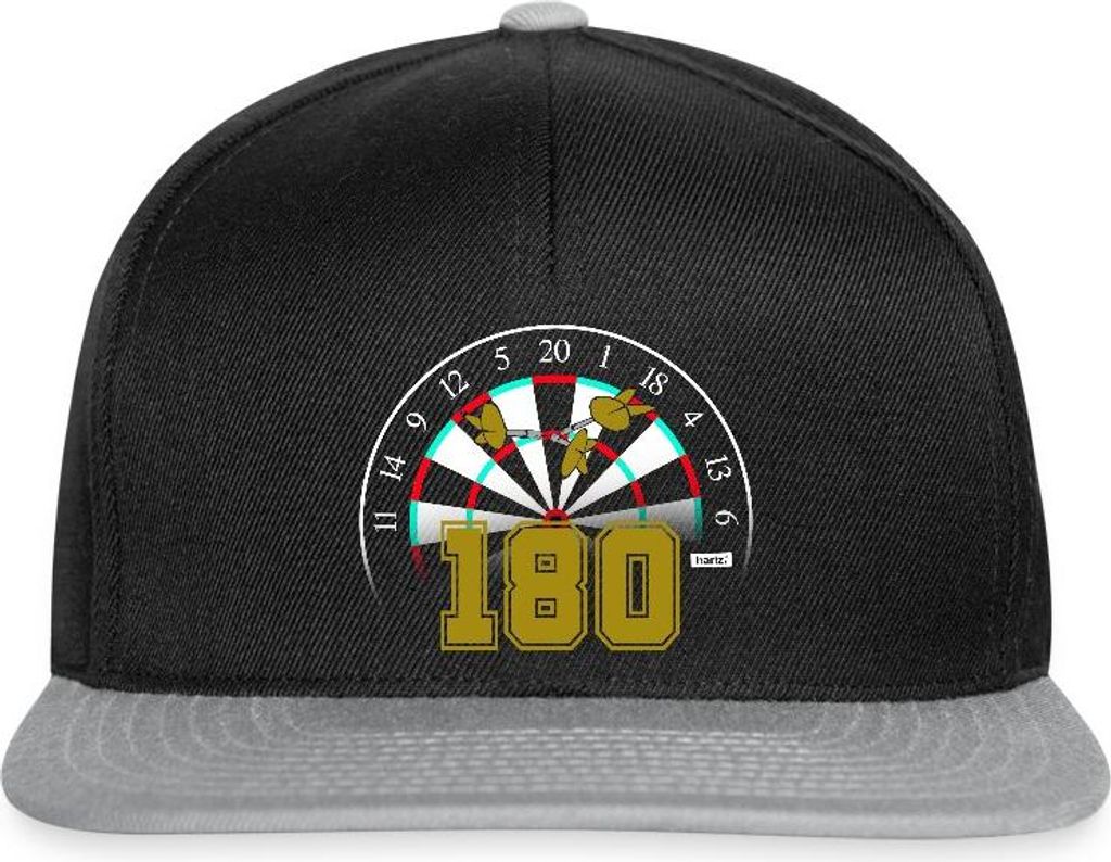 Spreadshirt 180 Dart Geschenk Darts Geschenk Für Dartspieler Fan Hariz Snapback Cap, One size, Schwarz/Grau