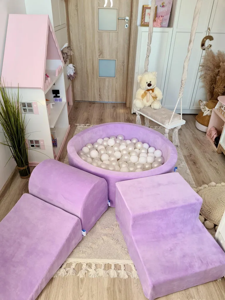 Piscina di palline morbida viola - Culla gioco design per cameretta - 3