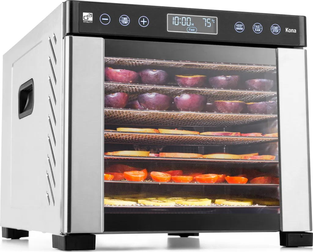Séchoir à fruits G21 Kona en acier inoxydable avec 10 plateaux inox
