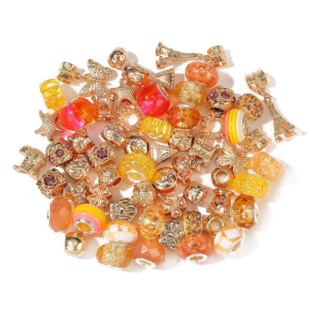 Perles à gros trous Charm Mix de 60 perles, orange Image du produit 