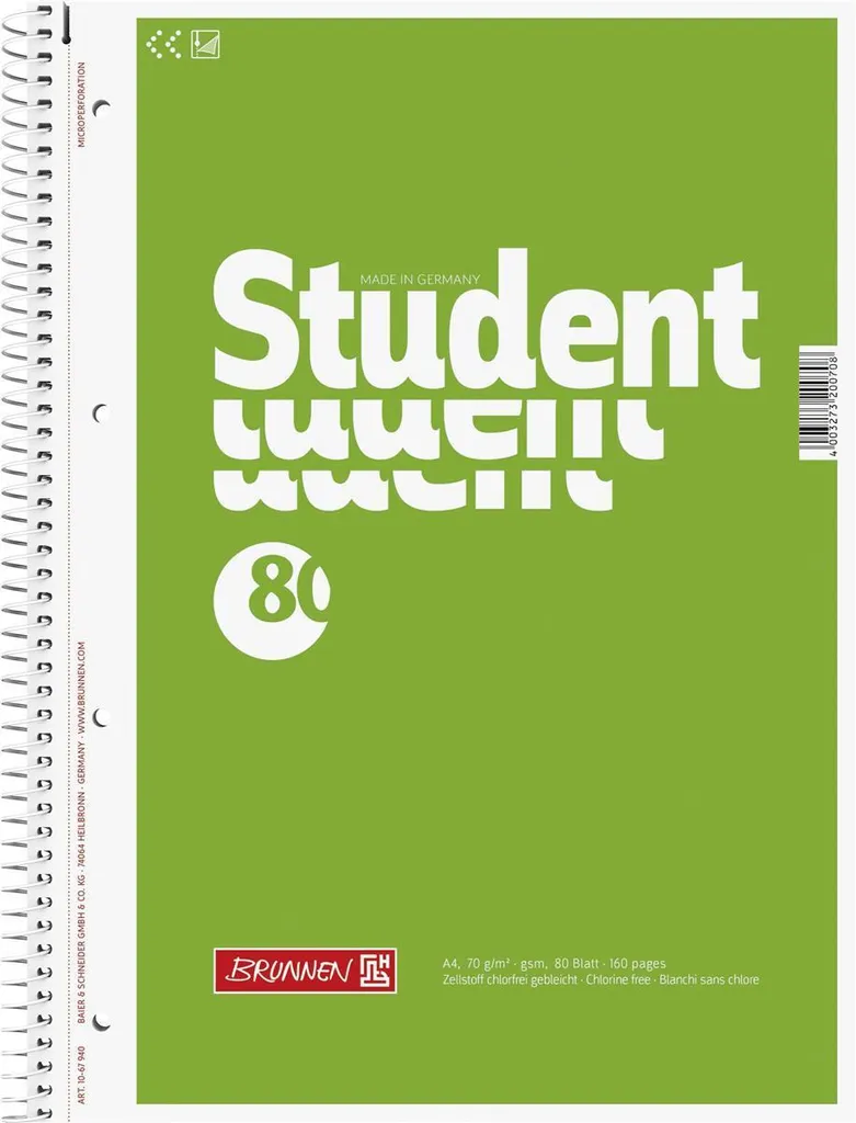 Cahier A4 Brunnen Uni : Détachez et Classez sans Déchirer - Lot de 5 Blocs