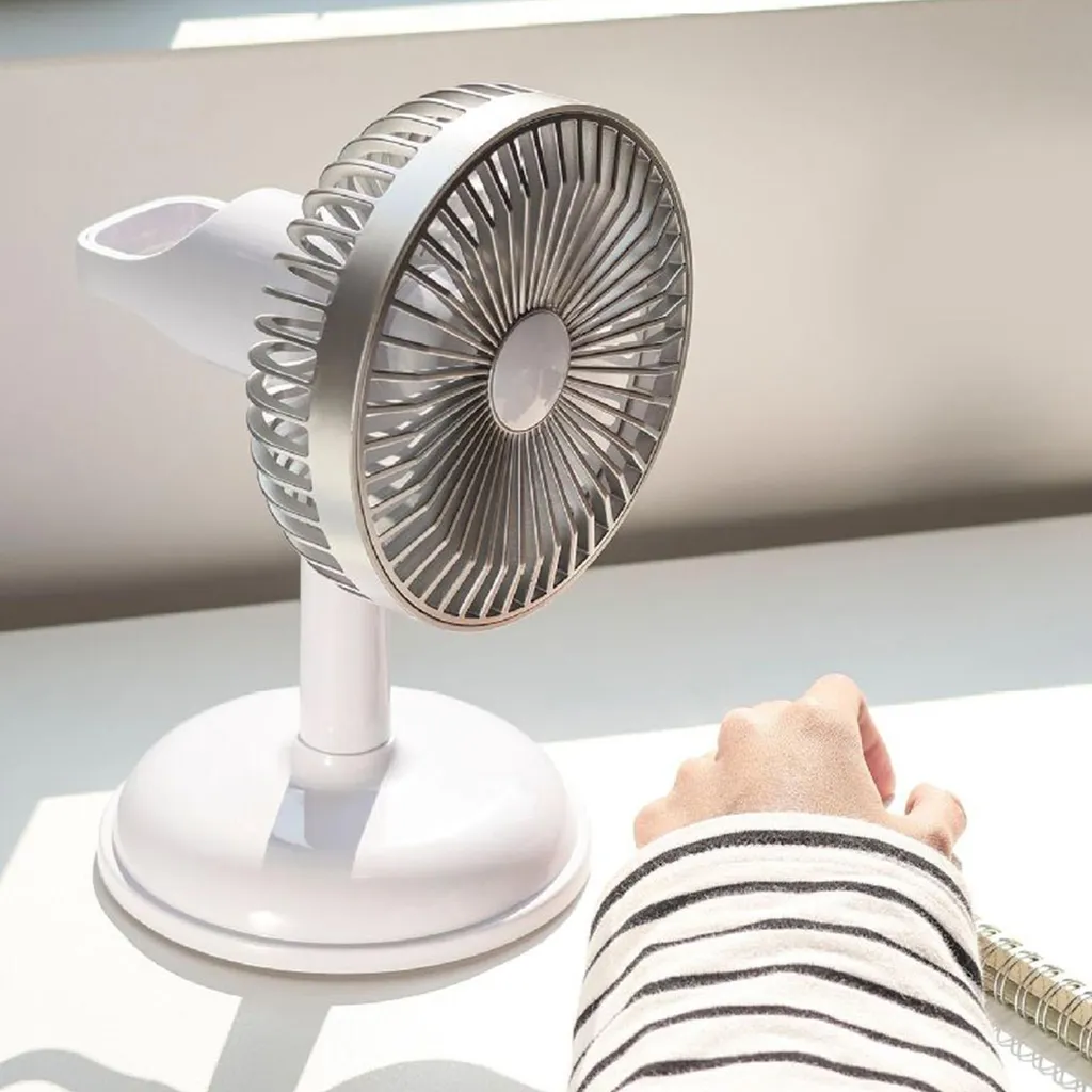 Mini Ventilateur USB Rétro Bleu - Idéal Bureau/Table - Confort d'Été - 4