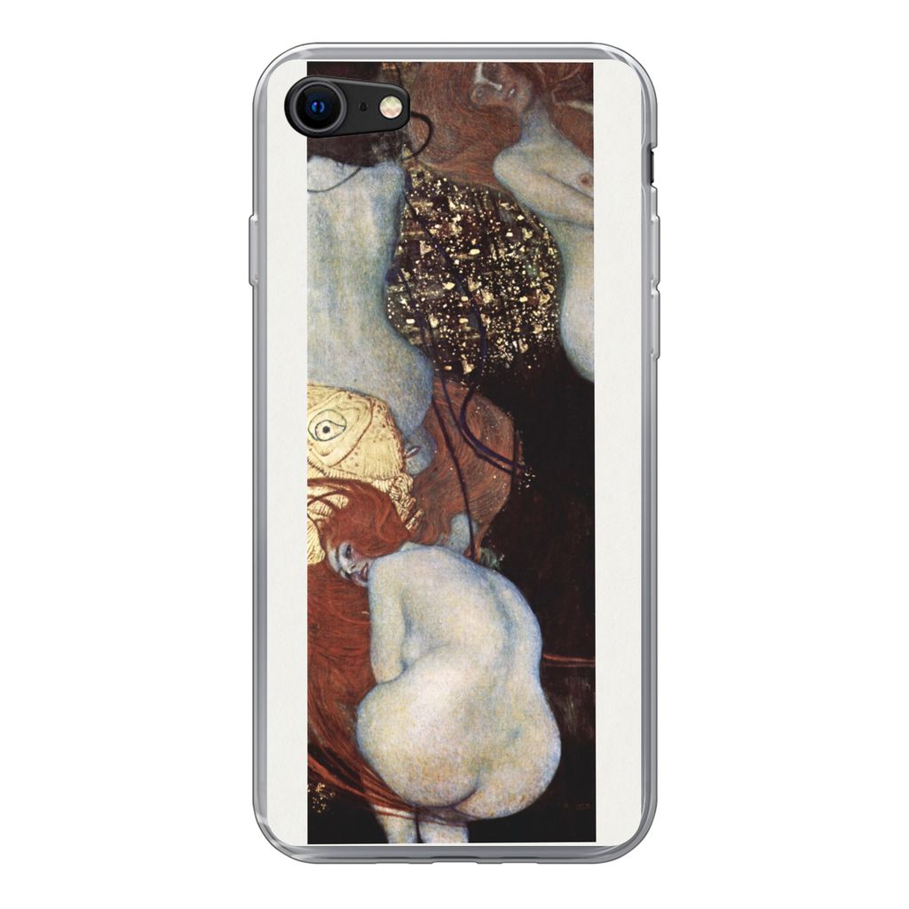 MuchoWow Handyhülle Schutzhülle Hülle für iPhone SE 2020 Goldfisch - Gustav Klimt Silikon Softcase Handy Hülle - Kartenbesitzer