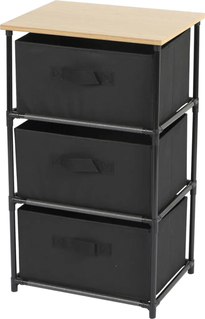 Étagère de rangement noire compacte 3 niveaux amovibles