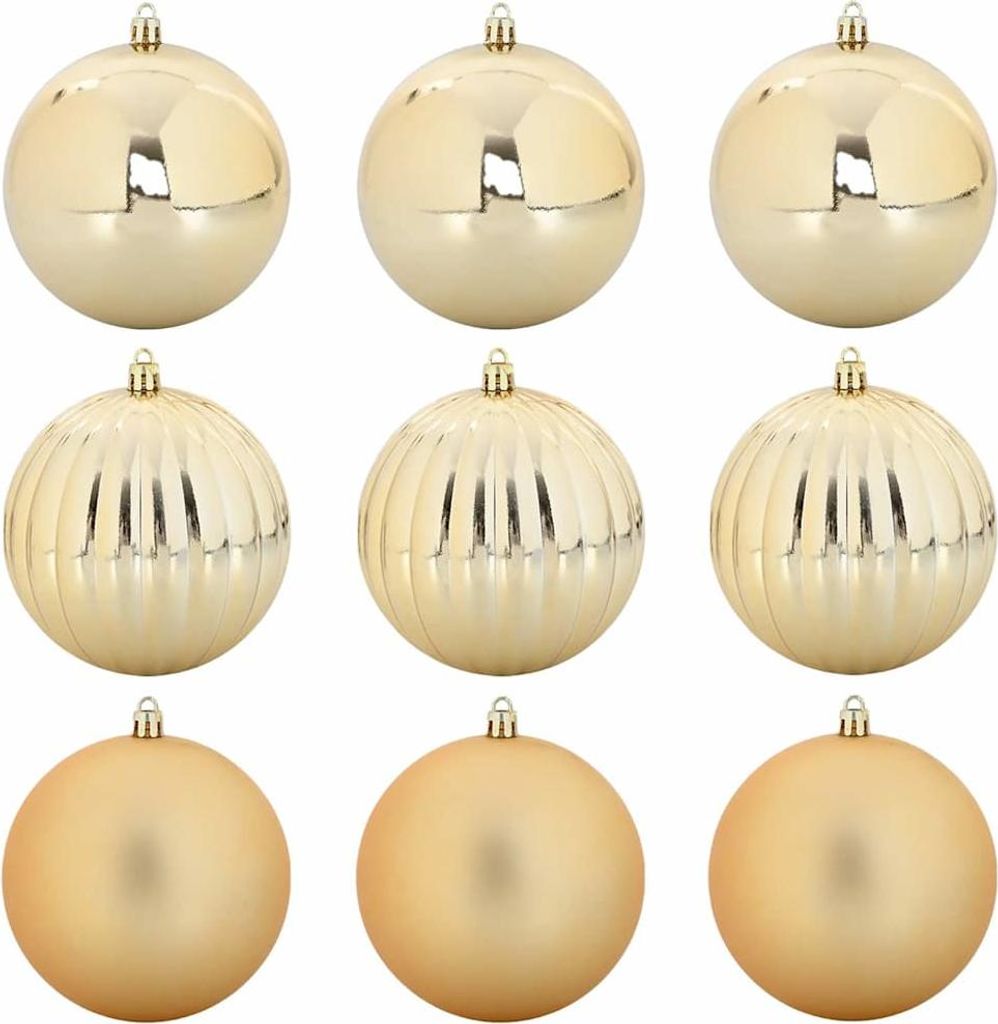 vidaXL Weihnachtskugelset XL 9 pcs Gold Kunststoff
