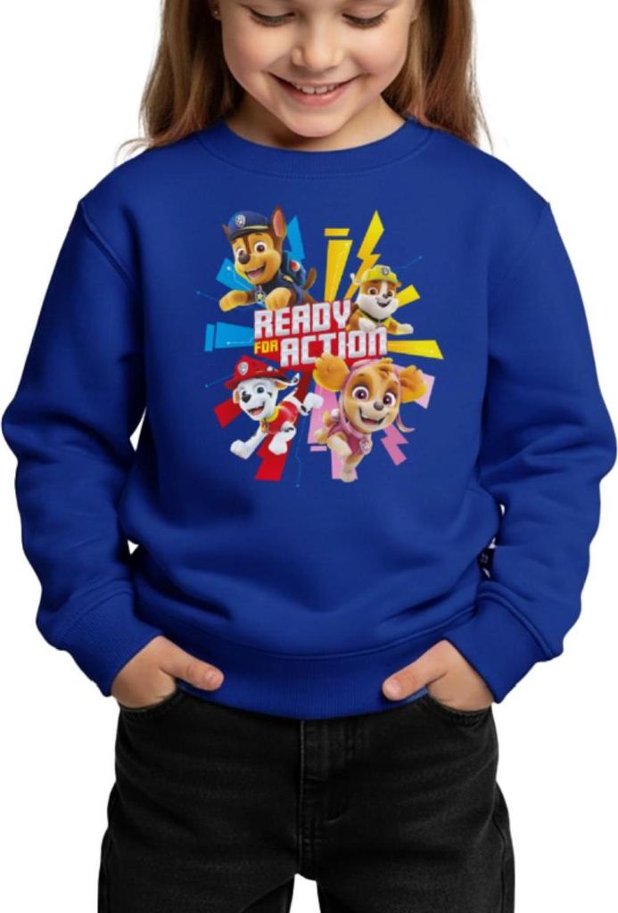 Spreadshirt Paw Patrol Ready For Action Spruch Kinder/Teenager Premium Pullover, 146/152 (10 Jahre), Royalblau