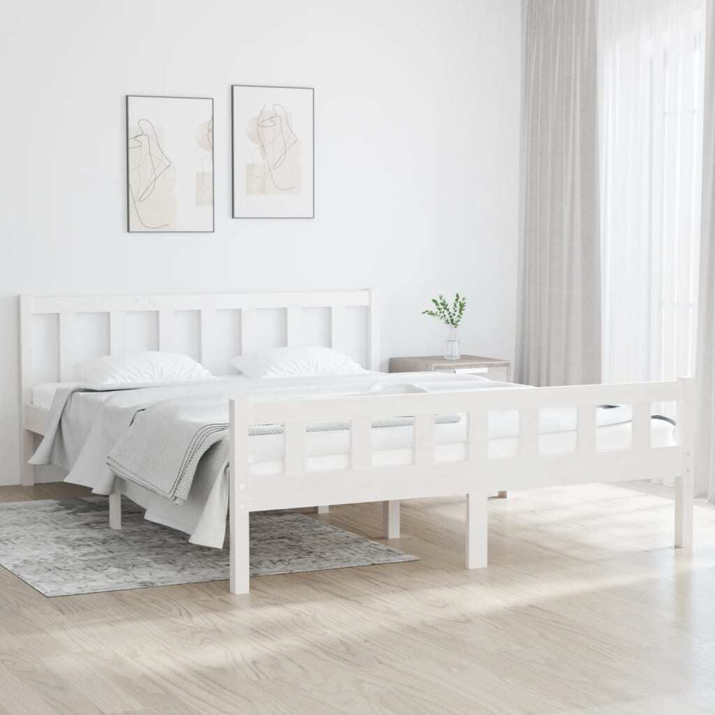 Maison Exclusive - Massivholzbett Weiß 150x200 cm