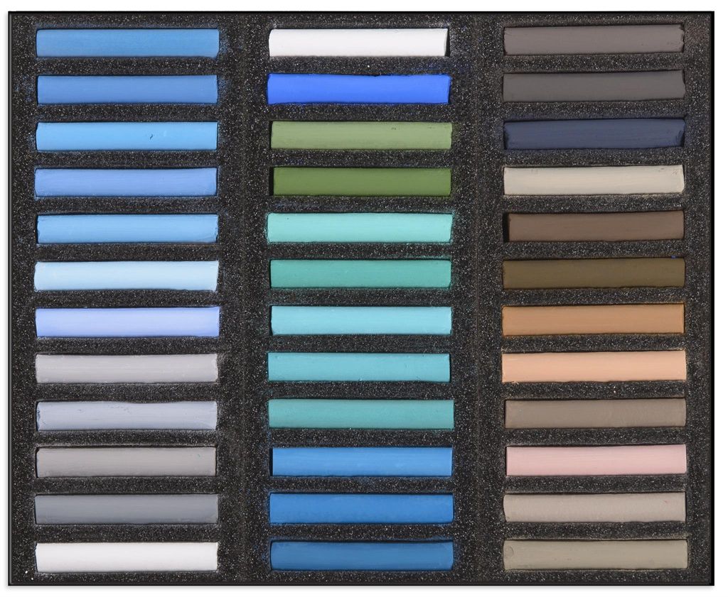 Blockx Holzbox mit 36 Pastellkreiden, 25x29 cm, Porträt Marine 12936MRBXC