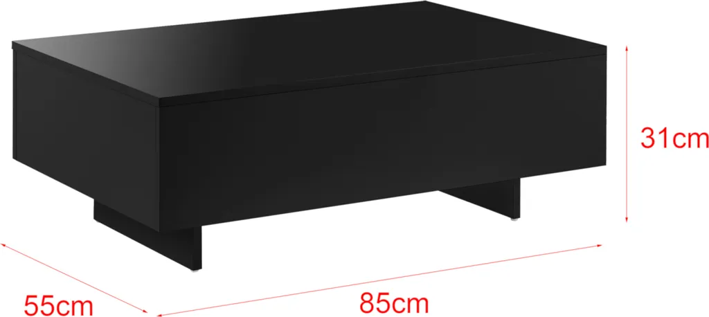 Table de salon noire rectangulaire Vänersborg - Table basse moderne - 3