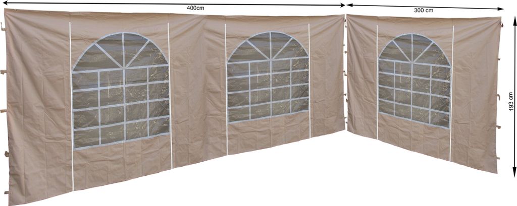 2 Seitenteile mit PVC Fenster 300x193cm / 400x193cm  für Produktbild 