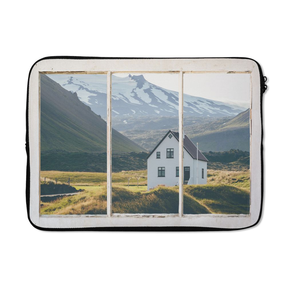 MuchoWow Laptop Hülle 13 Zoll Aussicht - Haus - Berg Laptoptasche - Laptophülle - Sleeve - Rundumschutz