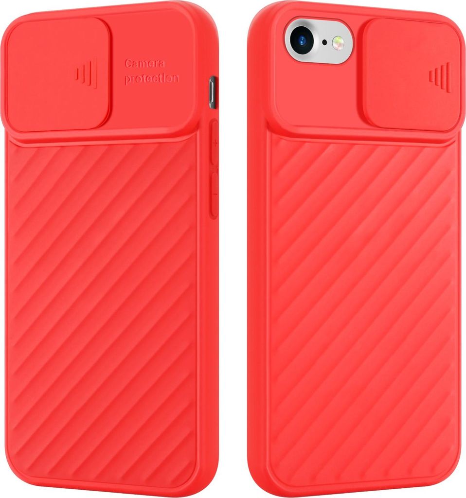 Cadorabo Hülle für Apple iPhone 7 / 7S / 8 / SE 2020 Schutzhülle in Rot TPU Cover Etui Kameraschutz