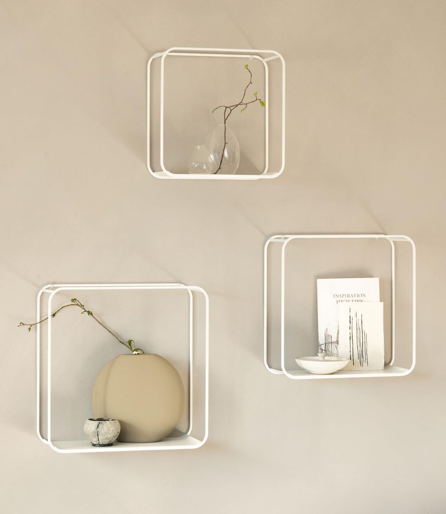 Wandregal-Set „Noora“ | 3-teiliges Hängeregal-Set aus Metall | Wanddekoration und Aufbewahrung für Wohnzimmer, Flur, Küche, Schlafzimmer und...