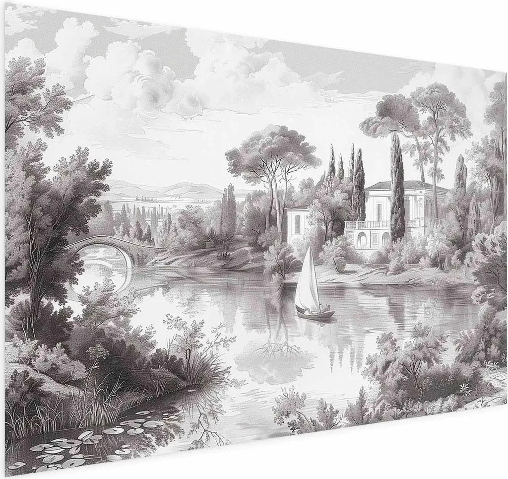 Poster Paesaggio vintage 90x60 cm senza cornice con margine