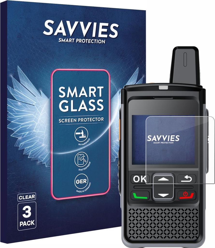 3x Savvies Schutzglas Folie für Hytera PNC360S 9H Panzer Schutzfolie Glas Displayschutz klar transparent