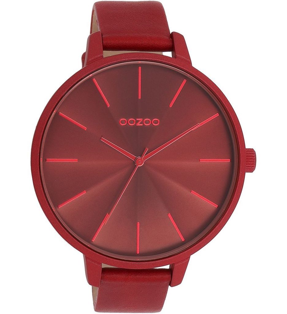 Oozoo Armbanduhr rot Leder Timepieces Damen Analog-Quarzuhr UOC11253