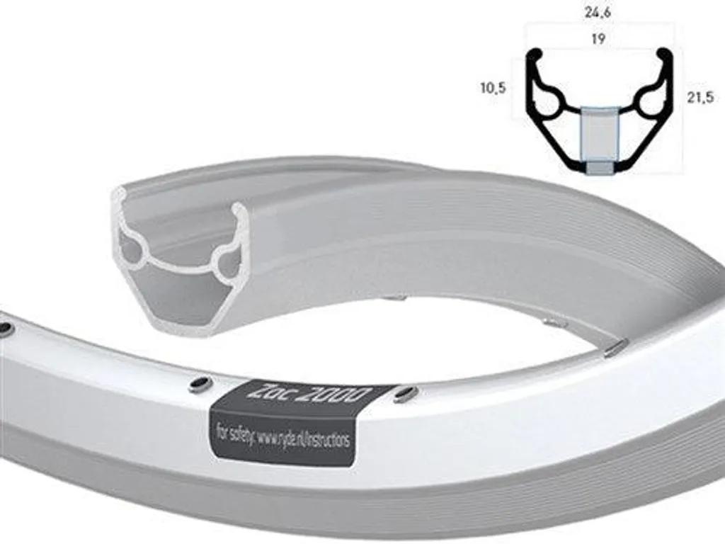 Jante RODI ZAC2000 argentée 32 trous 622x19C en aluminium double paroi