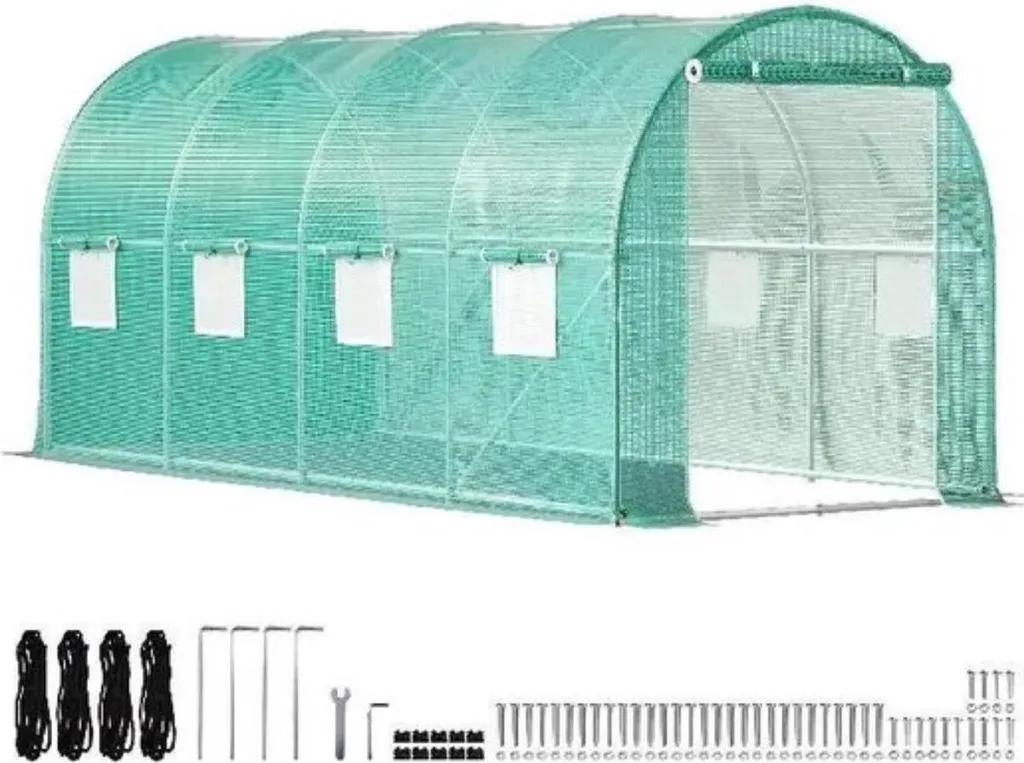 Serre tunnel Happyment Walk-In 215 cm de hauteur verte pour potager