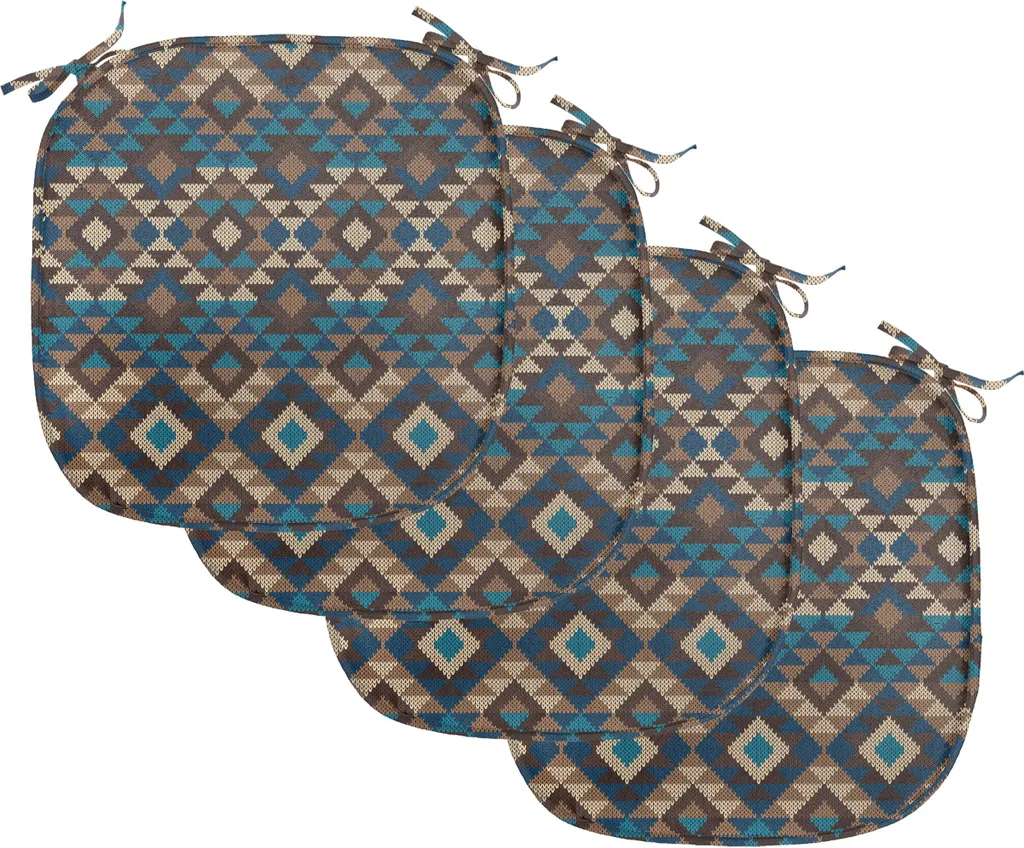 Coussins de Chaise avec Sangles et Tissu Jacquard Imperméable Lot de 4