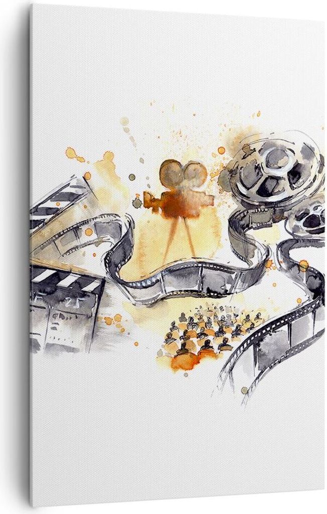 Bild auf Leinwand - Leinwandbild - Einteilig - Film Projektor Illustration - 80x120cm - Wand Bild - Wanddeko - Wandbilder - Leinwanddruck - Wanddek...