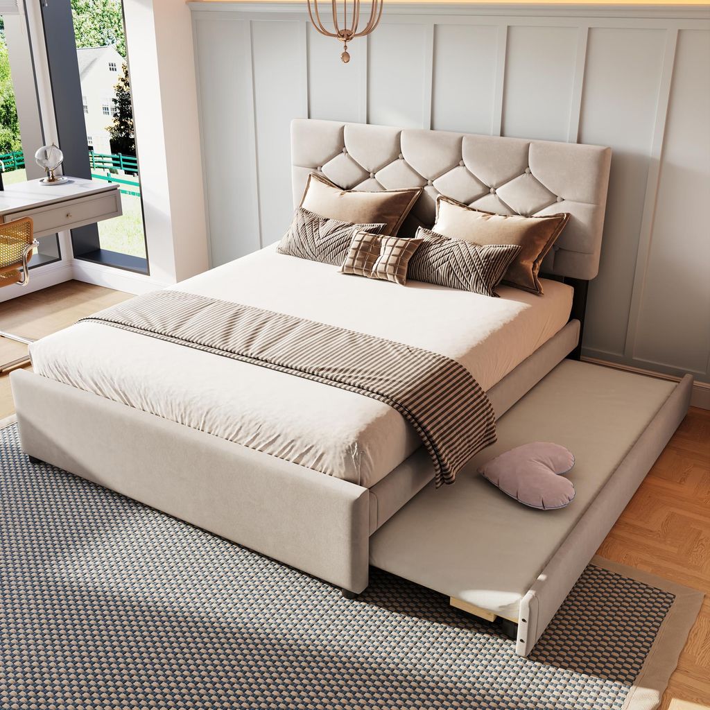 MODFU Polsterbett mit einer Matratze 140x200 Jugendbett mit Produktbild 