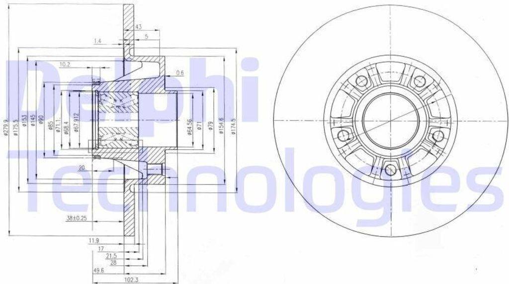 2x DELPHI Bremsscheibe BG9031RS für OPEL Vivaro A Produktbild 