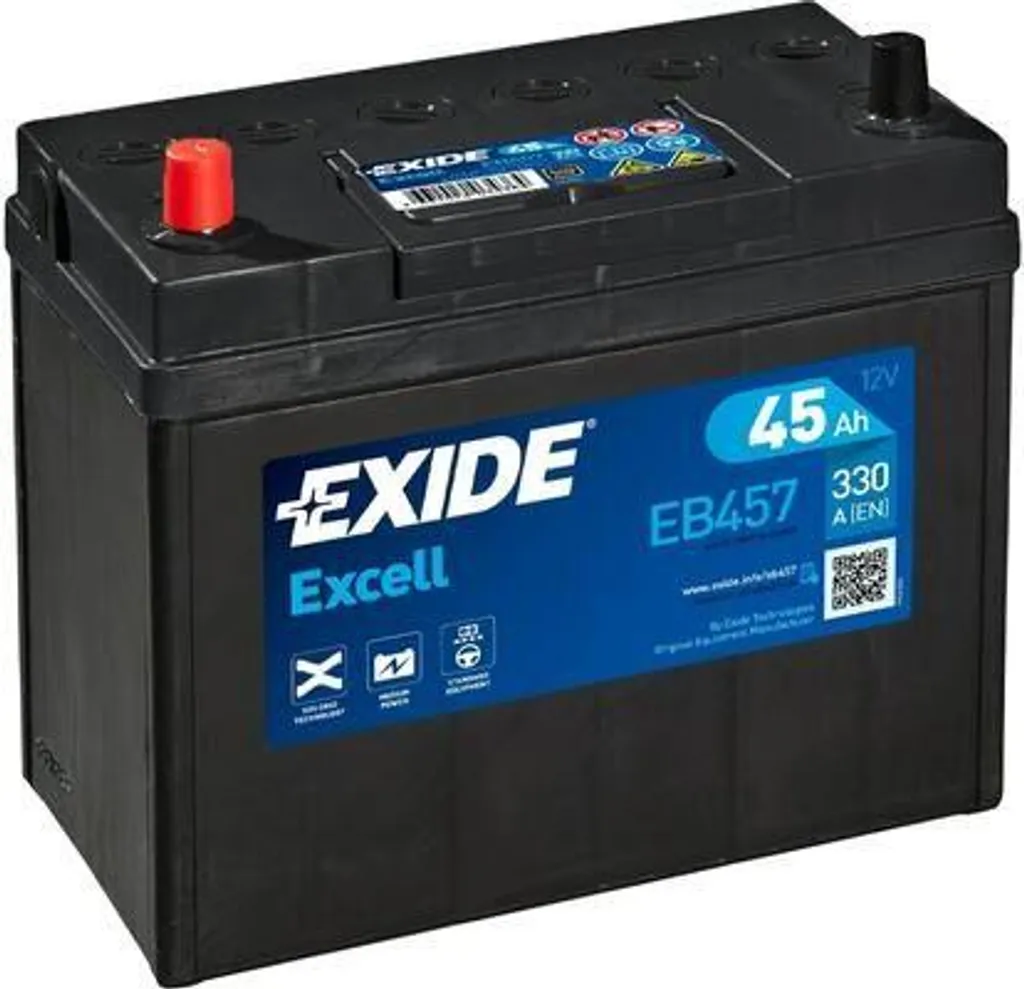 Batteria Exide EB457 45Ah 12V | Mai più a piedi con la tua Honda o Toyota