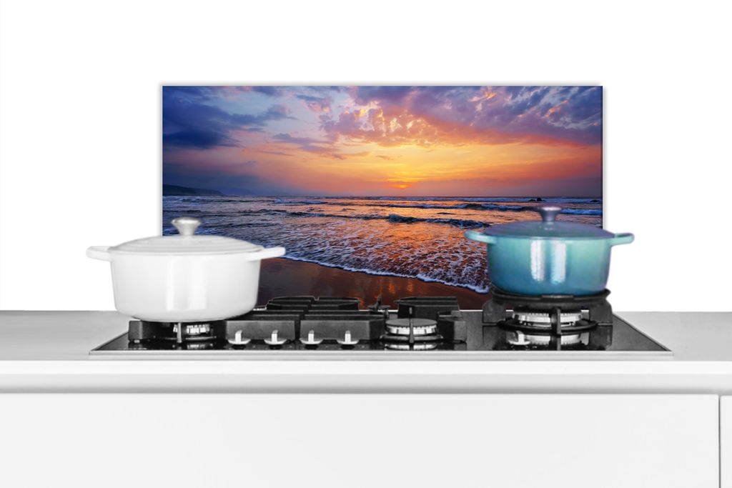 KitchenYeah Spritzschutz Küche - Küchenrückwand - Wandschutz für Herd und Spüle - Strand - Sonne - Himmel 60x30 - Alu-Dibond (Alternative z...