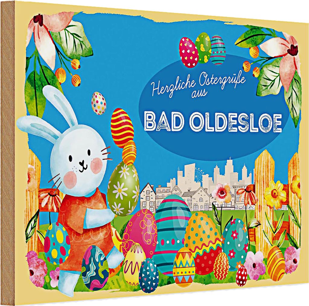 Holzschild Ostern Ostergrüße 30x20cm BAD OLDESLOE