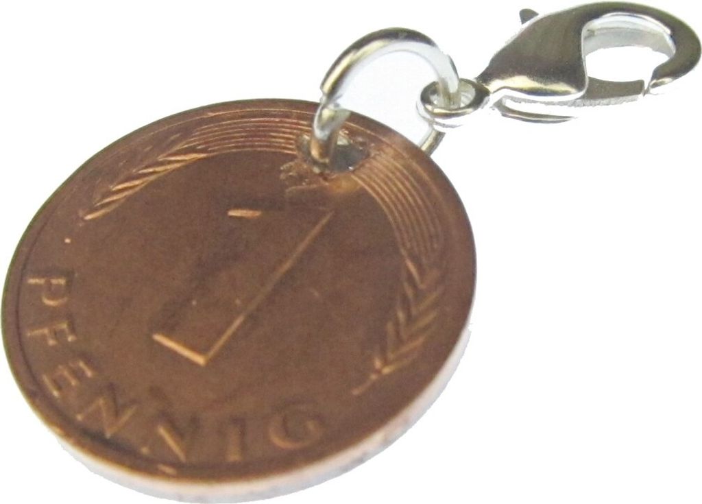 1 Pfennig Münze Charm Bettelanhänger Anhänger Miniblings BRD Glückspfennig Glück