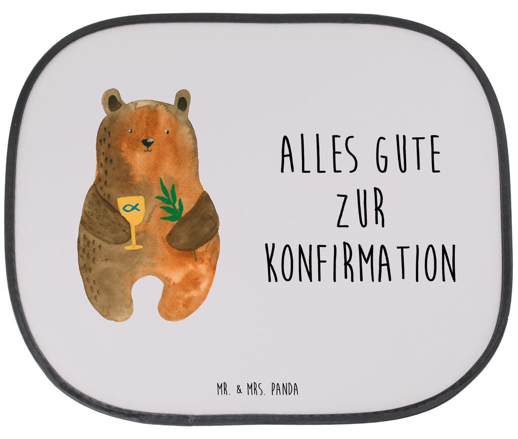 Mr. & Mrs. Panda Sonnenblende Auto Bär Konfirmation - Grau Pastell - Geschenk, Sonnenschutz, für, Teddy, Gottesdienst, Fürs, Kirche, Evangelisch